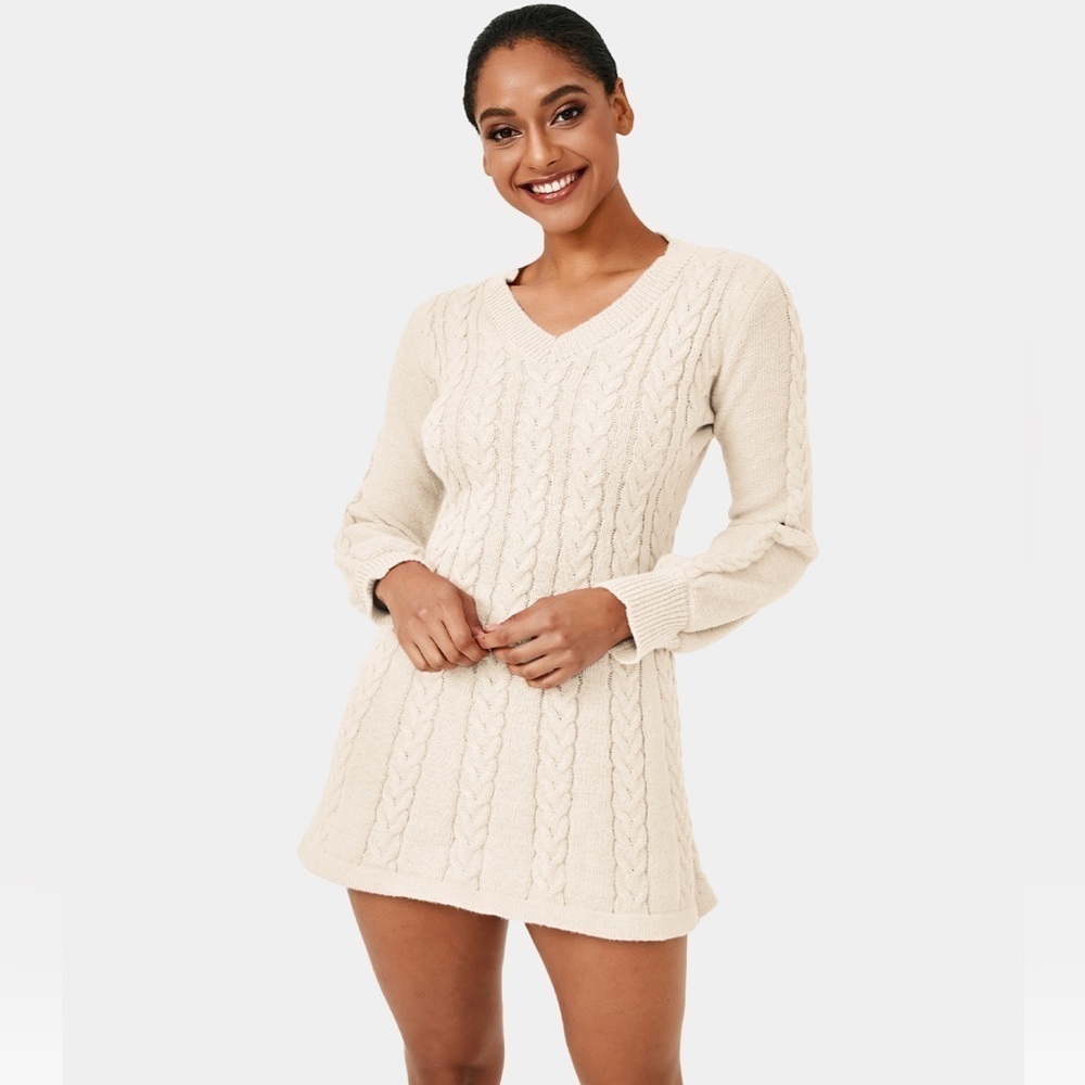 Everyday V Neck Long Sleeve Mini Sweater Chill Dress